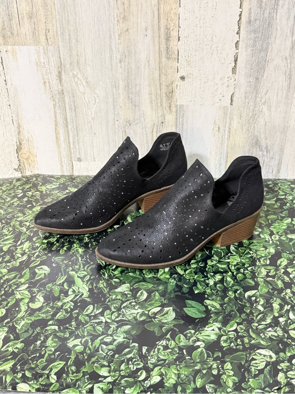 Fergalicious Black Studded Low Heel Slip-On Ankle Boots